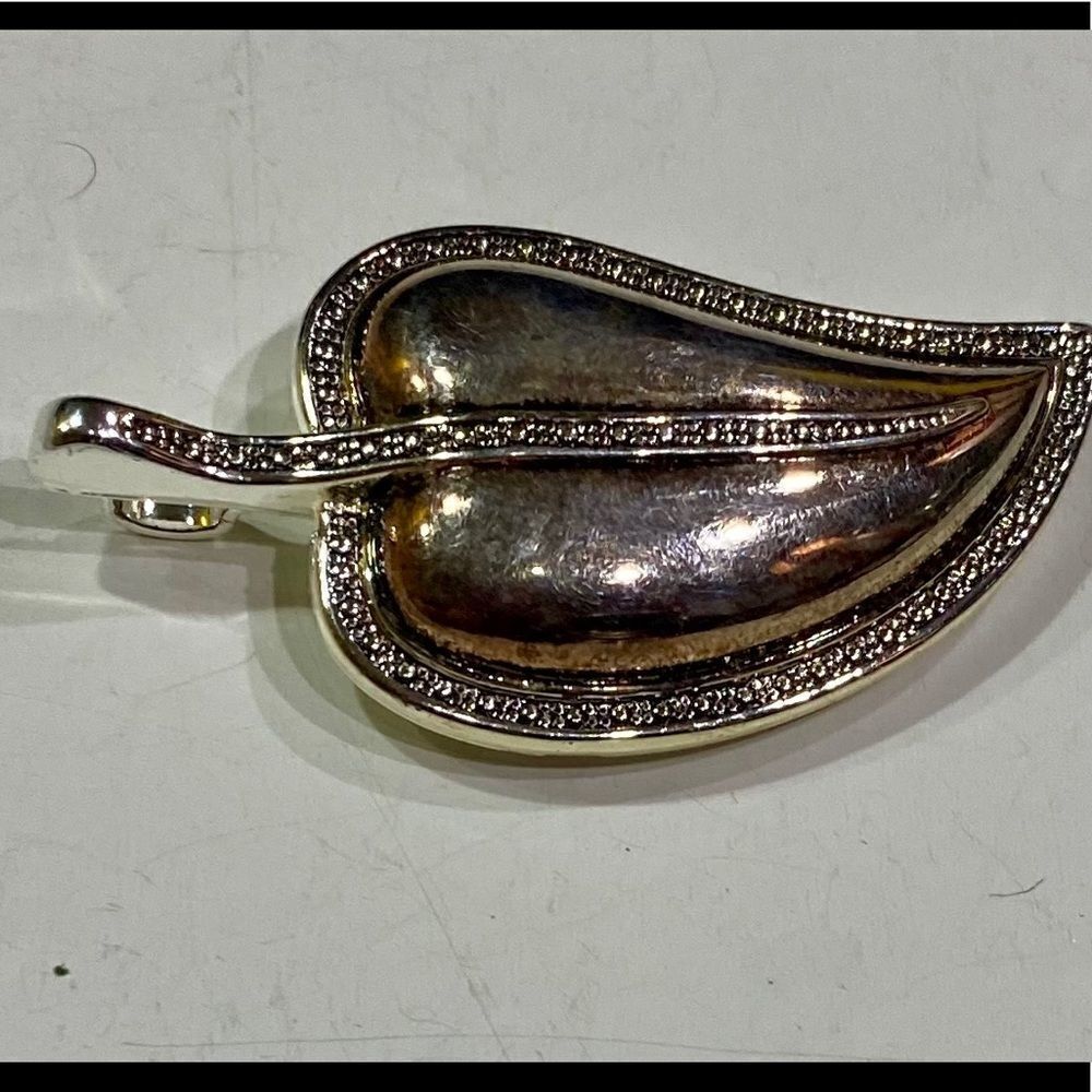 Vintage Leaf Pendant Brooch Signed Best